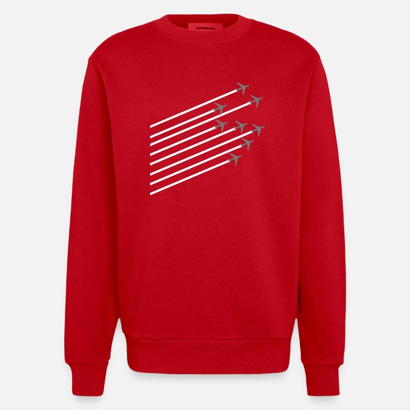 Flugzeug - Heavyweight Oversized Organic Crew Neck Made in EU - Rot