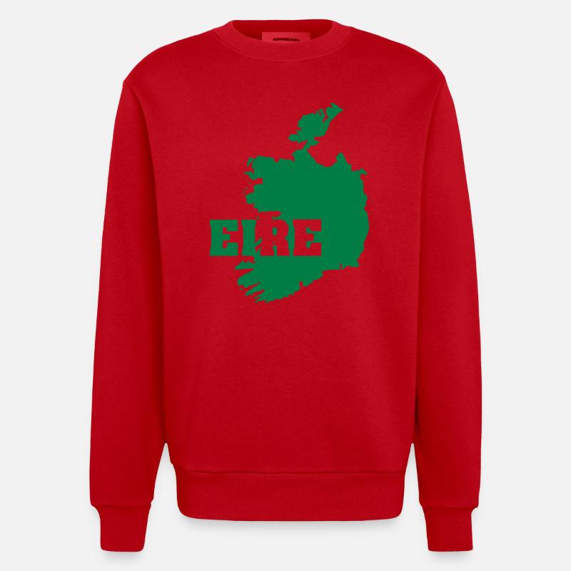 Irland (ID: 002004) - Heavyweight Oversized Organic Crew Neck Made in EU - Rot