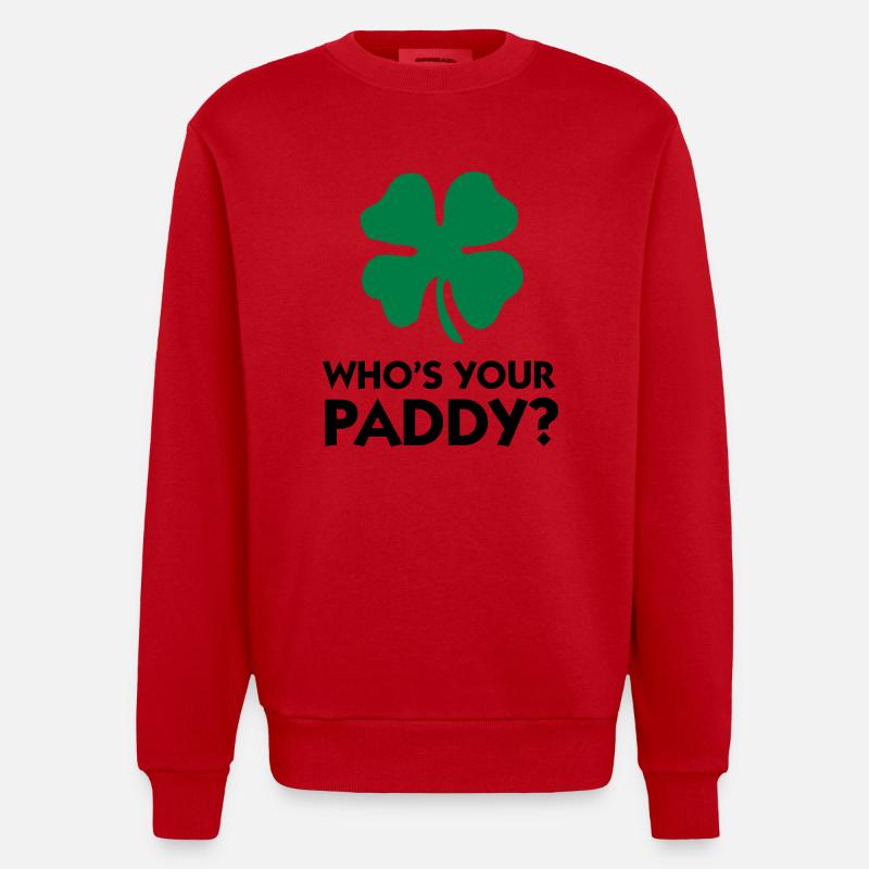 Wer ist dein Paddy? - Heavyweight Oversized Organic Crew Neck Made in EU - Rot