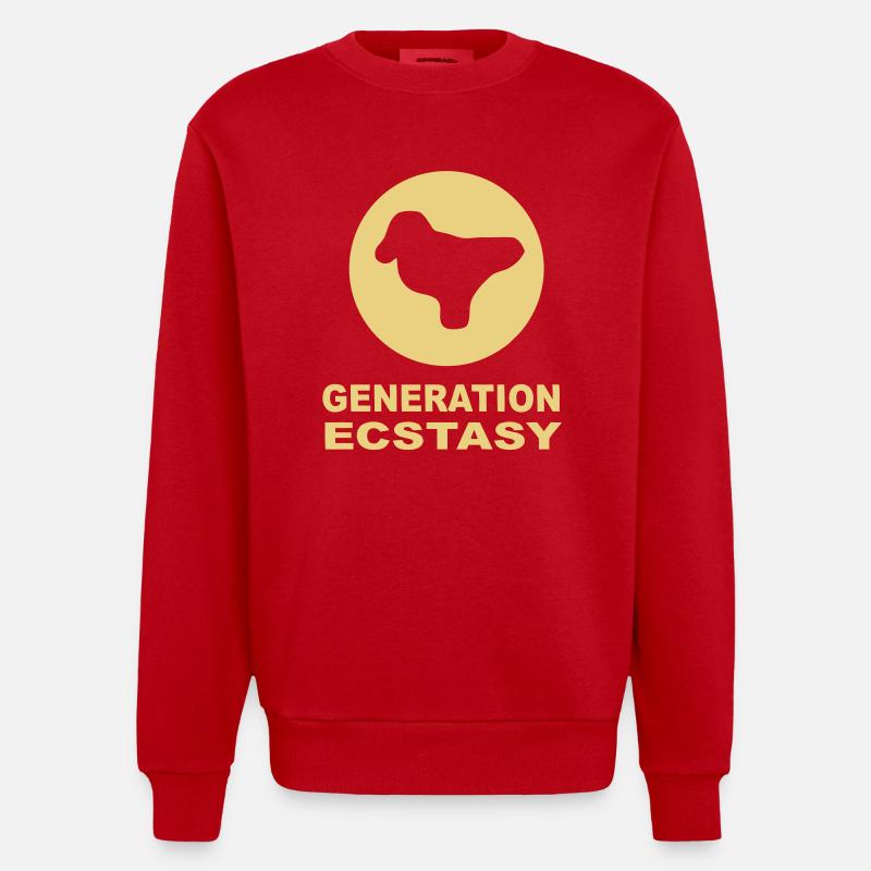 Generation Ecstasy-Pille mit einer Taube - Heavyweight Oversized Organic Crew Neck Made in EU - Rot