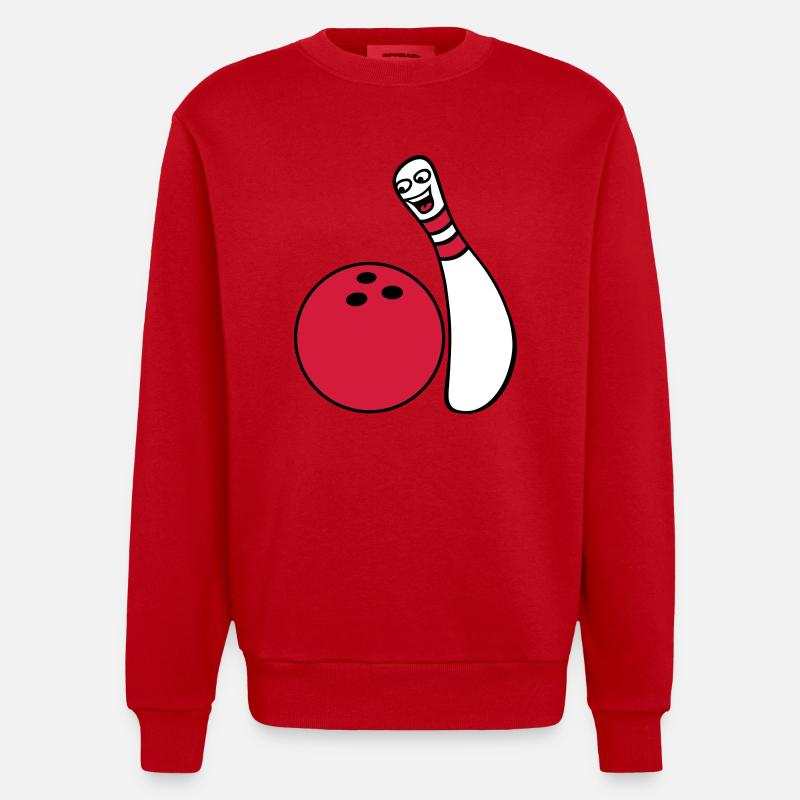 Cheeky Comic Bowling Pin - Heavyweight Oversized Organic Crew Neck Made in EU - red