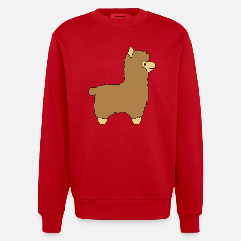 lama alpaca comic - Heavyweight Oversized Organic Crew Neck Made in EU - Rot