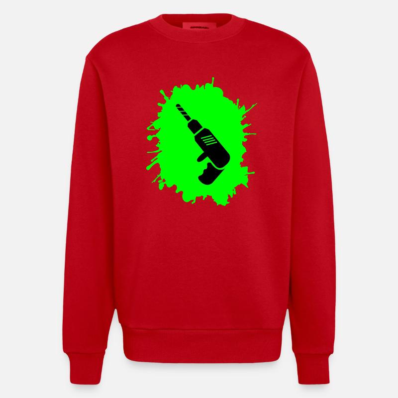 bohrmaschine klecks handwerker - Heavyweight Oversized Organic Crew Neck Made in EU - Rot