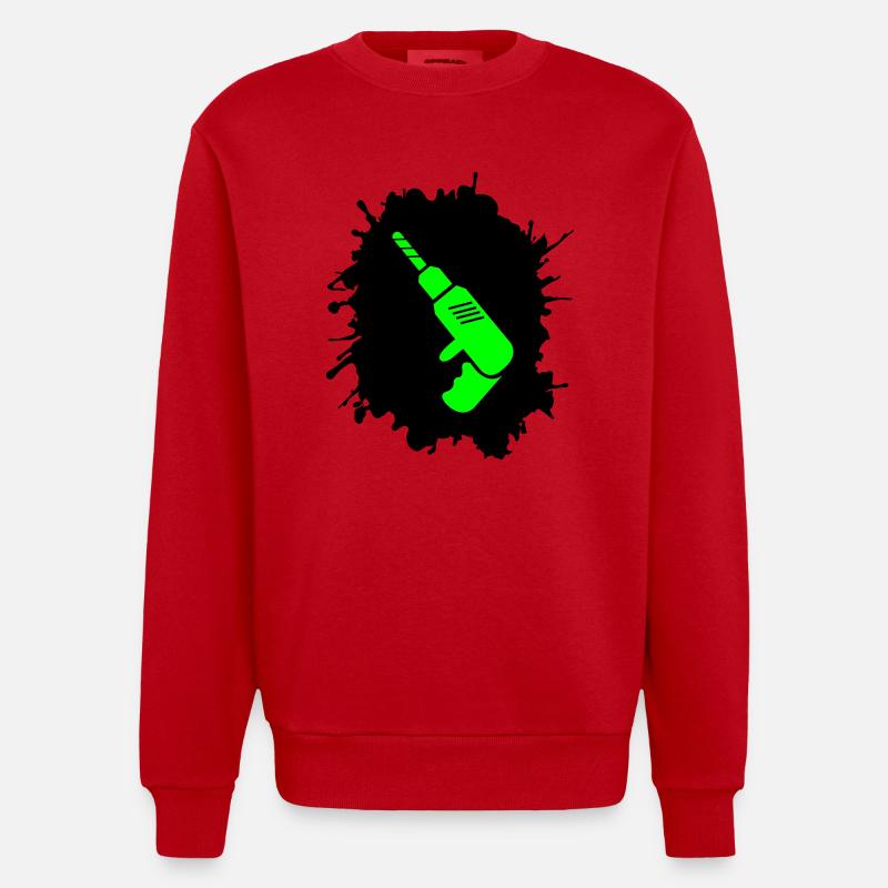 bohrmaschine klecks handwerker - Heavyweight Oversized Organic Crew Neck Made in EU - Rot
