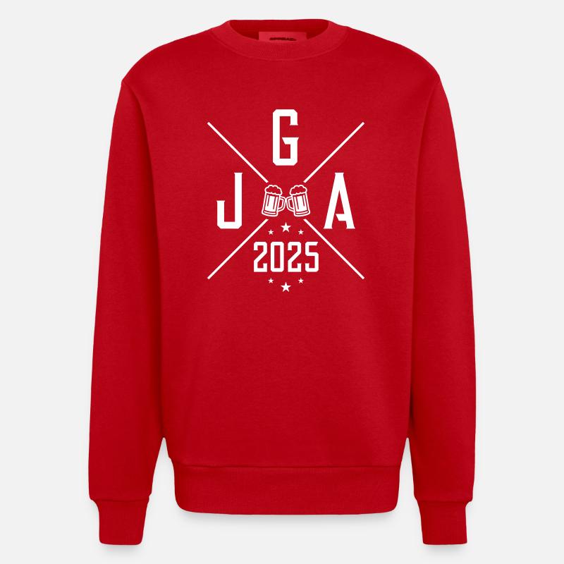 Jga 2025 Bier Junggesellen - Heavyweight Oversized Organic Crew Neck Made in EU - Rot