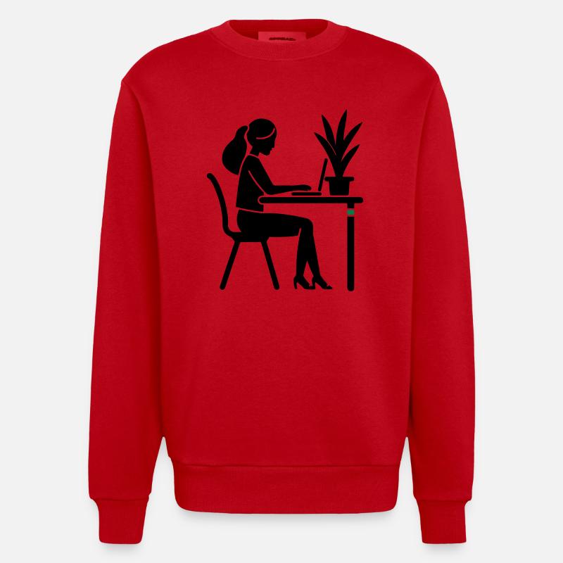 Learning, Studying, Working - Heavyweight Oversized Organic Crew Neck Made in EU - red
