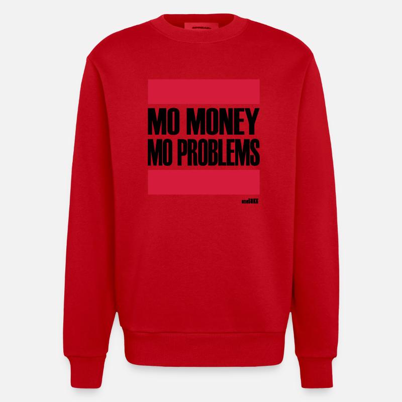 MORE MONEY MORE PROBLEMS - Heavyweight Oversized Organic Crew Neck Made in EU - red