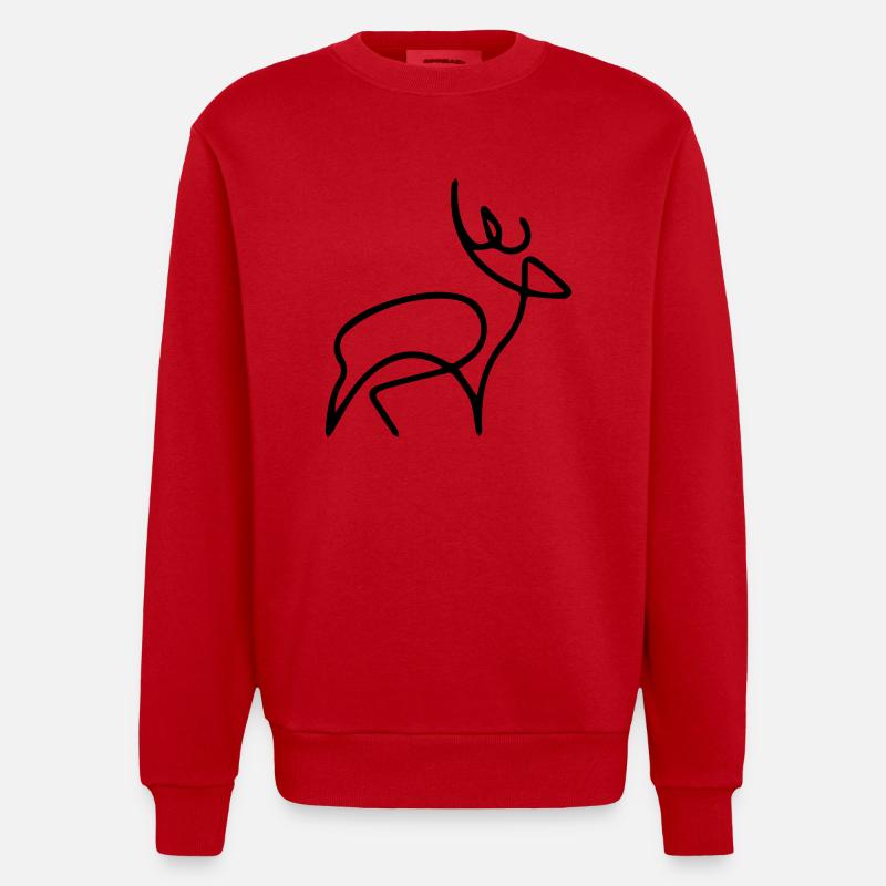oneline Hirsch - Heavyweight Oversized Organic Crew Neck Made in EU - Rot