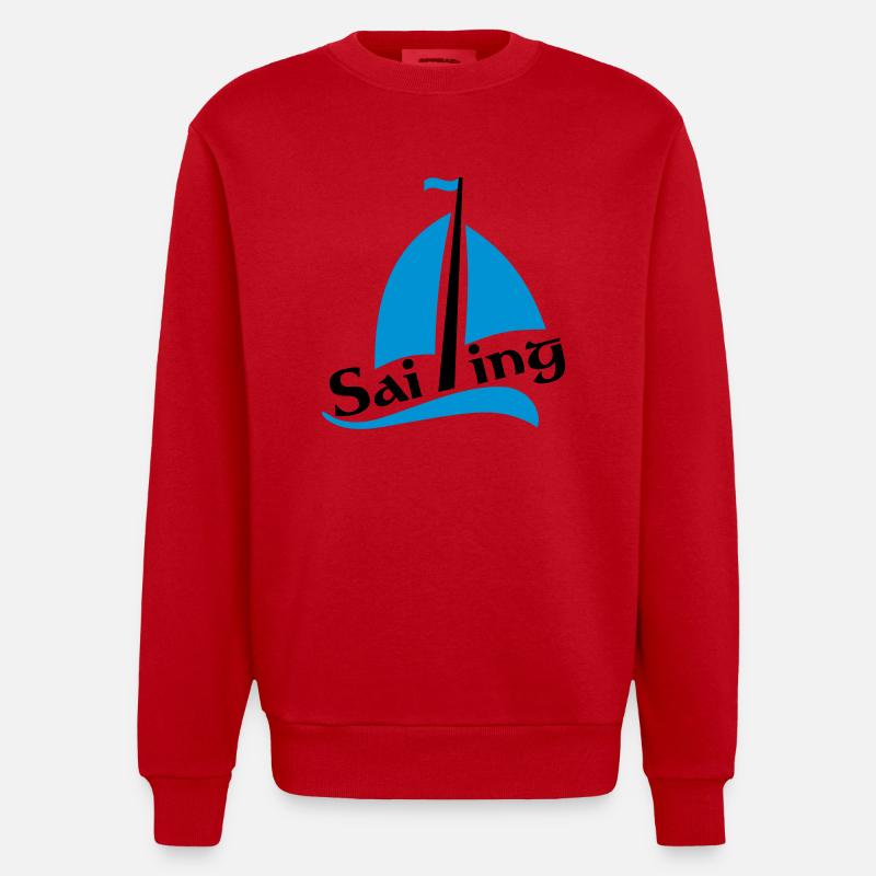 bateau à voile - Sweat bio épais oversize fabriqué en UE - rouge
