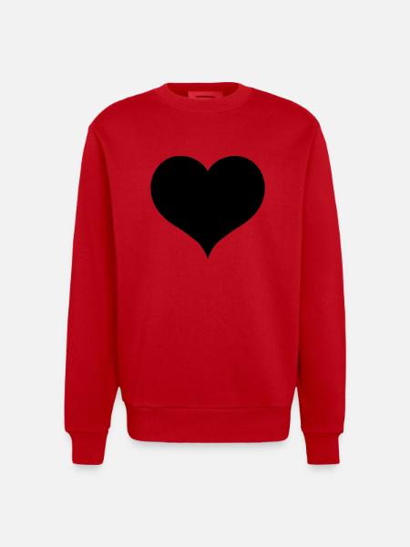 Black Heart - Heavyweight Oversized Organic Crew Neck Made in EU - red
