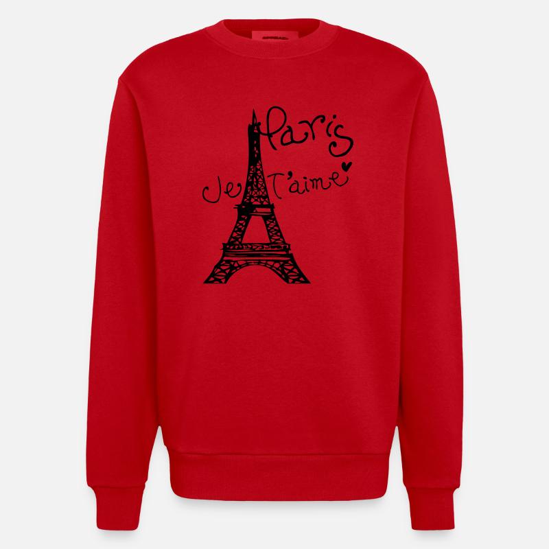 Paris Je T'aime Tour Eiffel - Sweat bio épais oversize fabriqué en UE - rouge