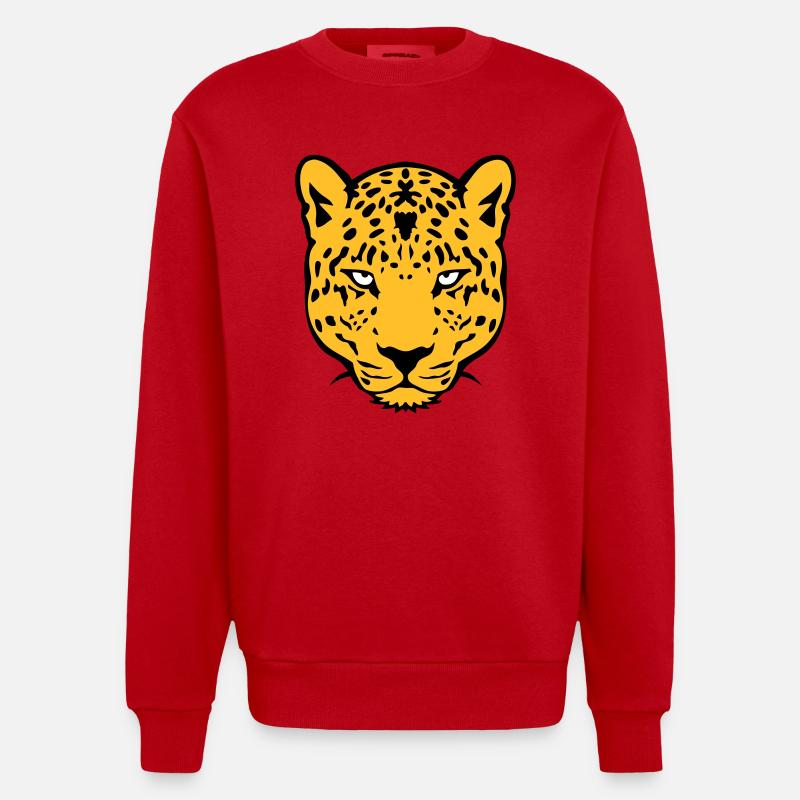 Leoparden wildes Tier 30 - Heavyweight Oversized Organic Crew Neck Made in EU - Rot