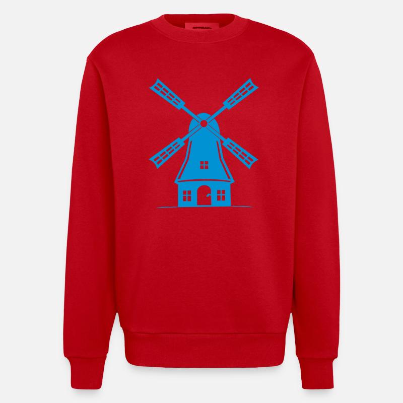 windmühle mühle - Heavyweight Oversized Organic Crew Neck Made in EU - Rot