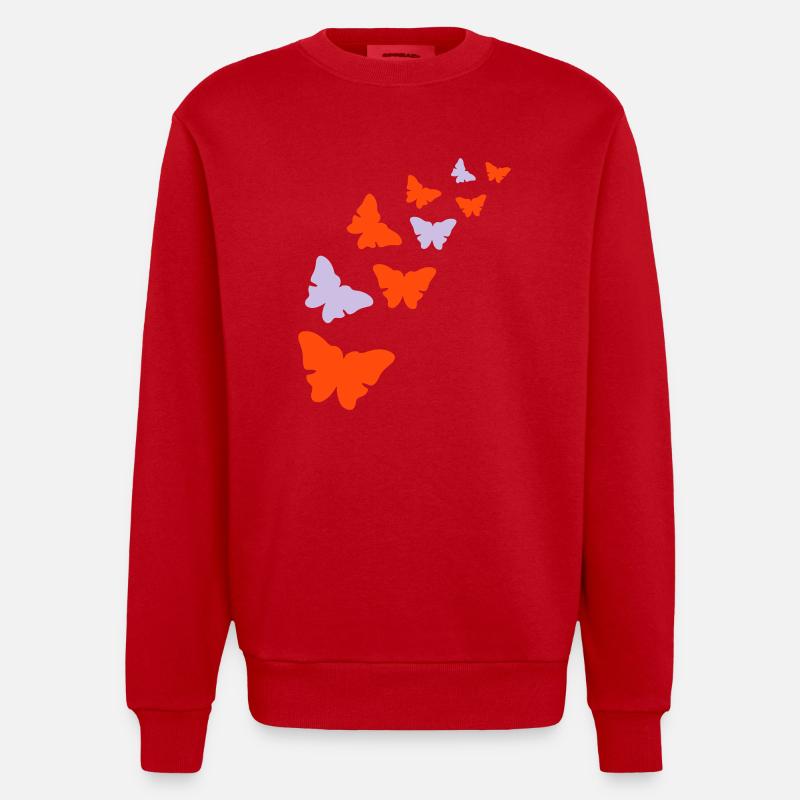 Butterfly, butterflies - Heavyweight Oversized Organic Crew Neck Made in EU - red