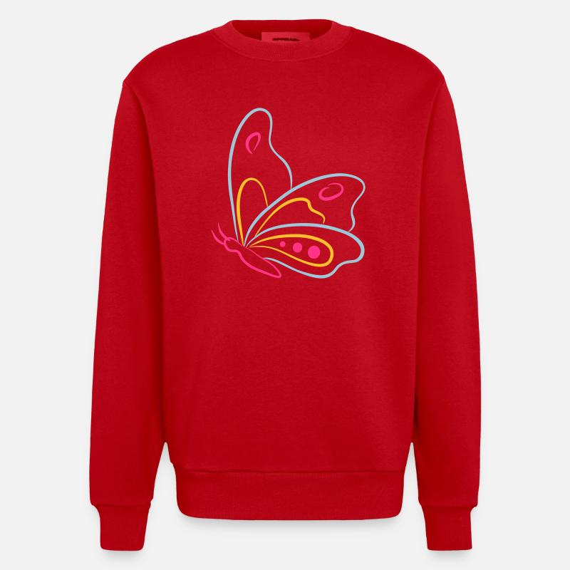 Butterfly de - Heavyweight Oversized Organic Crew Neck Made in EU - Rot