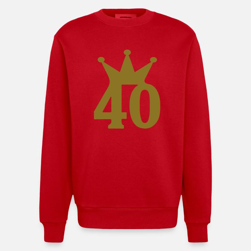 40 krone c1w7 - Heavyweight Oversized Organic Crew Neck Made in EU - Rot
