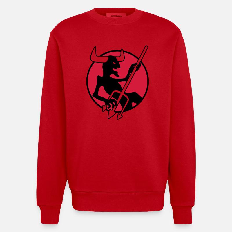 rockin_devil_3c - Heavyweight Oversized Organic Crew Neck Made in EU - red