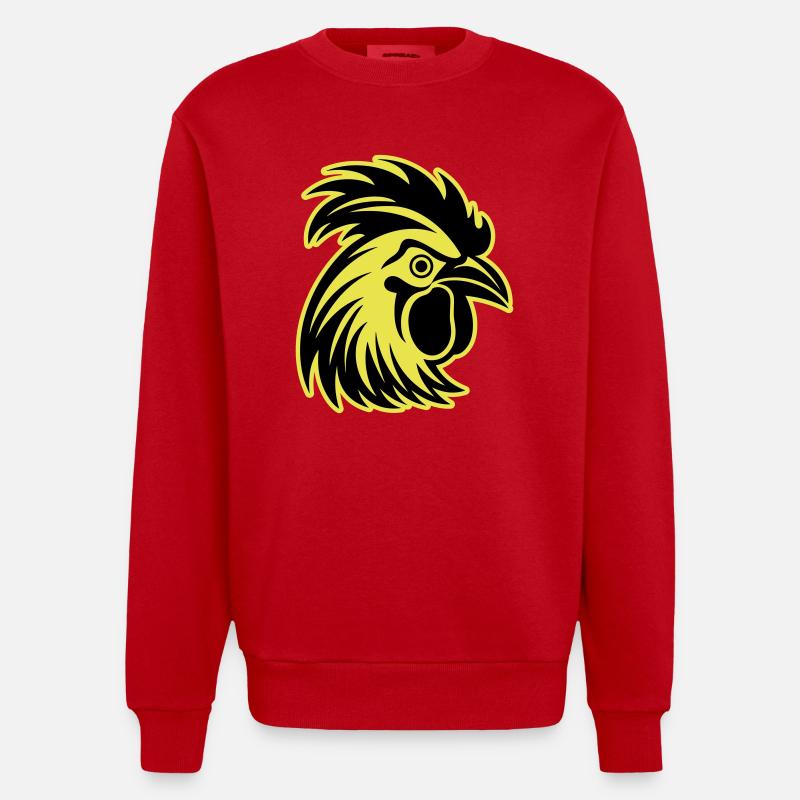 Hahn Tier - Heavyweight Oversized Organic Crew Neck Made in EU - Rot
