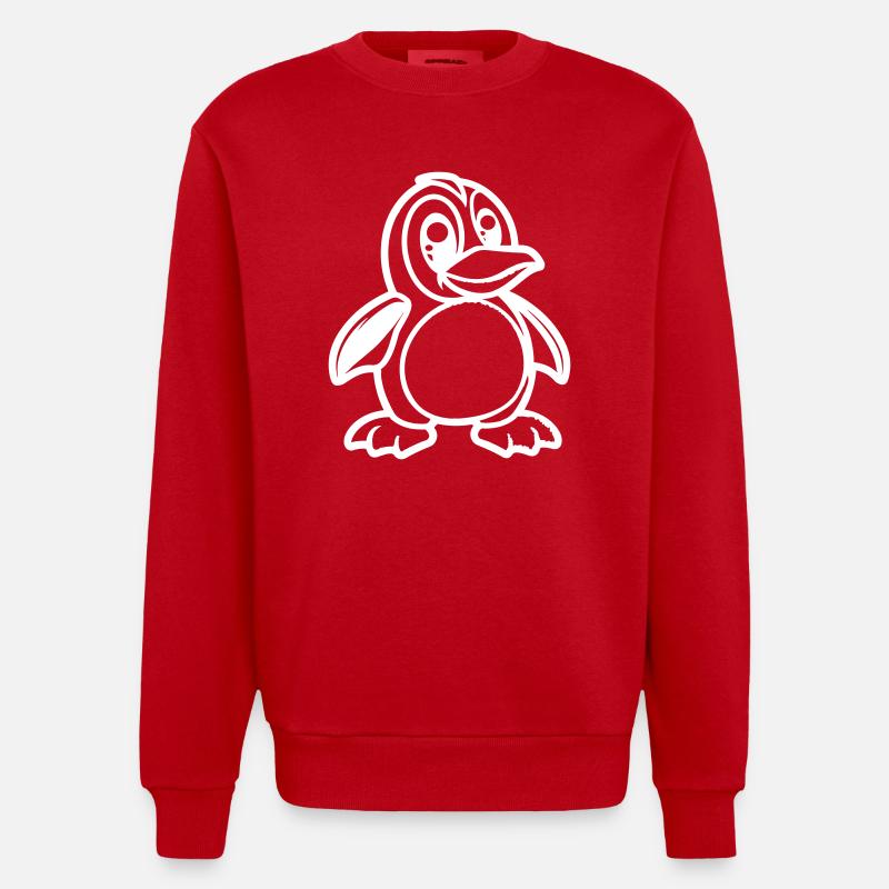 Bande dessinée Pingouin - Sweat bio épais oversize fabriqué en UE - rouge