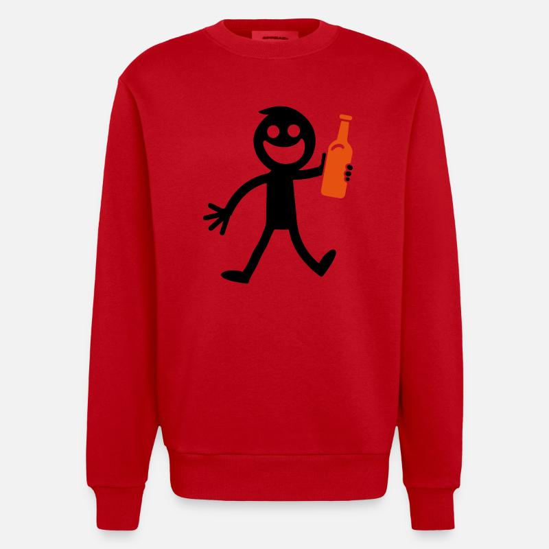 Bier Trinken Strichmännchen - Heavyweight Oversized Organic Crew Neck Made in EU - Rot