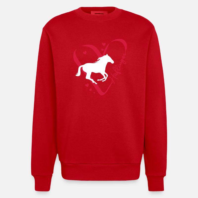 Haflinger Herz - Heavyweight Oversized Organic Crew Neck Made in EU - Rot