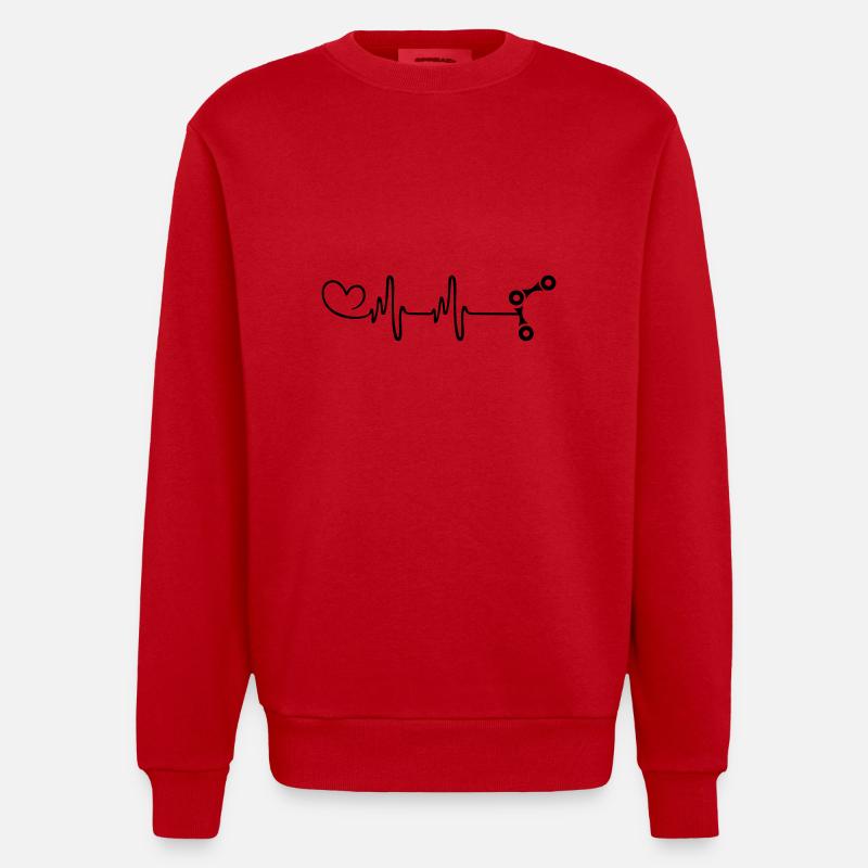 Chaîne de vélo Pulse Heart - Sweat bio épais oversize fabriqué en UE - rouge