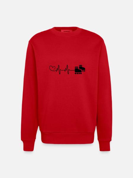 Inline skates pulse heartbeat - Heavyweight Oversized Organic Crew Neck Made in EU - red