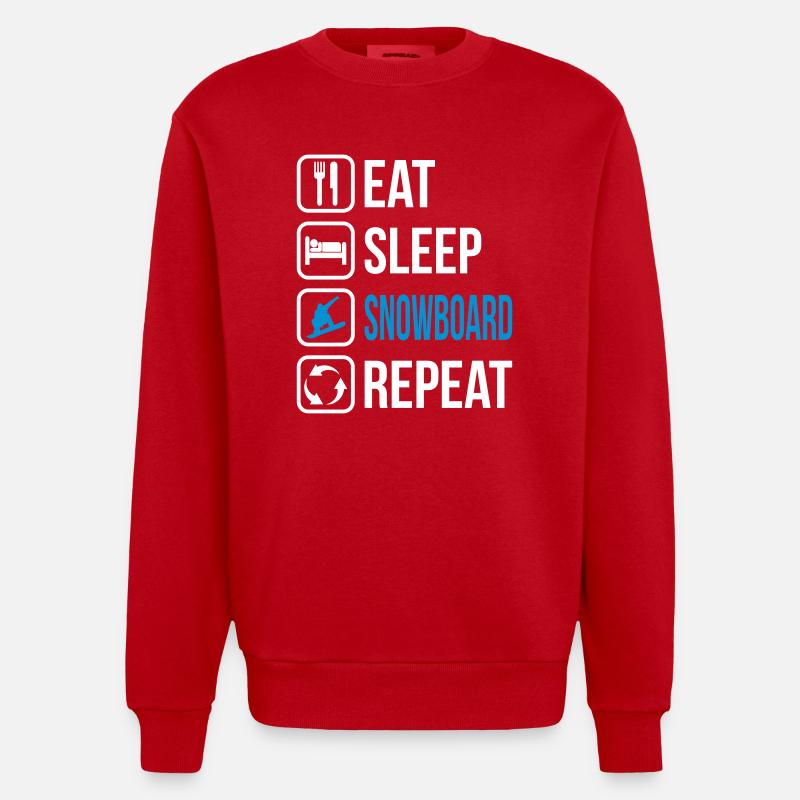 Mangez Sleep Snowboard Repeat - Sweat bio épais oversize fabriqué en UE - rouge