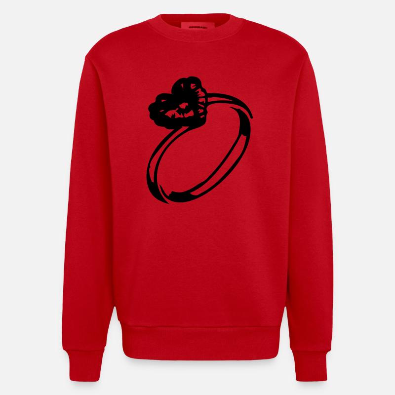 Herz-Diamant-Ring - Heavyweight Oversized Organic Crew Neck Made in EU - Rot