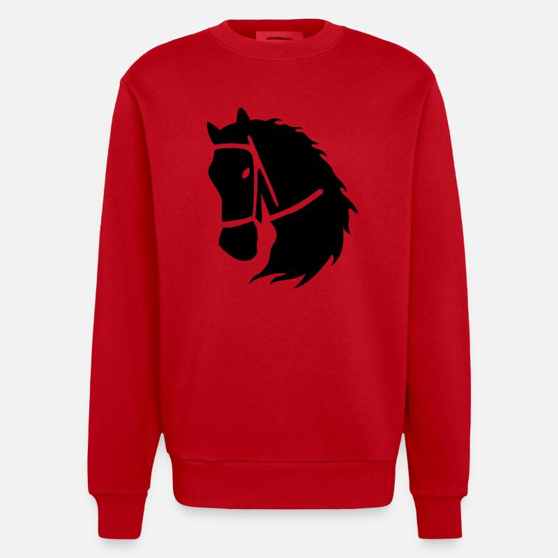 pferde - Heavyweight Oversized Organic Crew Neck Made in EU - Rot
