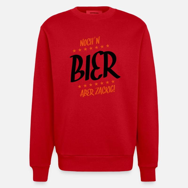 noch ein bier zackig - Heavyweight Oversized Organic Crew Neck Made in EU - Rot