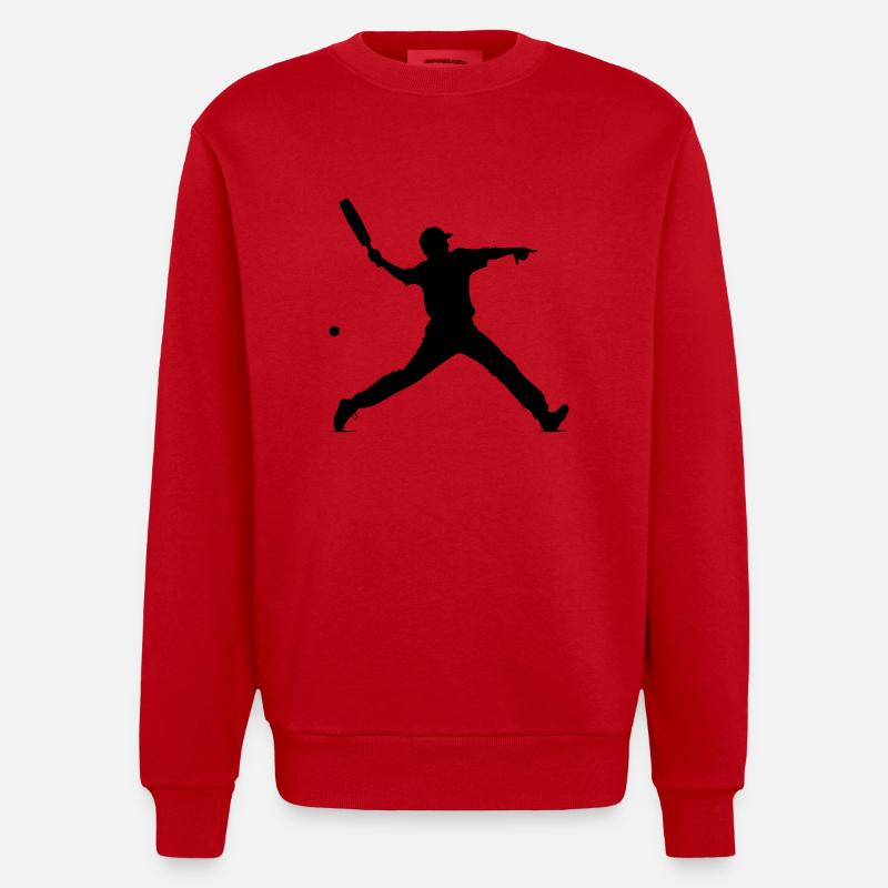 Silhouette d’homme de cricket - Sweat bio épais oversize fabriqué en UE - rouge