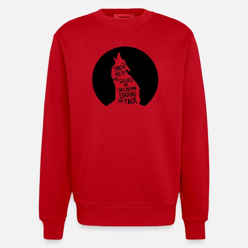 menant la meute de loups - Sweat bio épais oversize fabriqué en UE - rouge