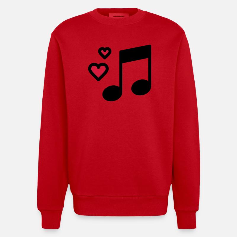 Note de musique romantique - Sweat bio épais oversize fabriqué en UE - rouge