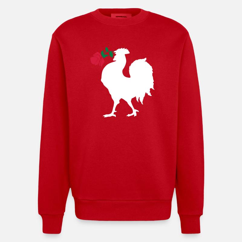 Rugby - All Bleus Coq Rose - Heavyweight Oversized Organic Crew Neck Made in EU - red