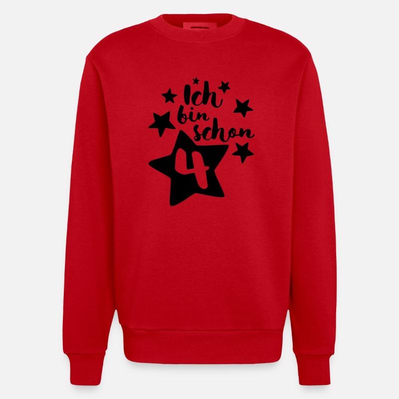 Ich bin schon Vier! - Heavyweight Oversized Organic Crew Neck Made in EU - Rot