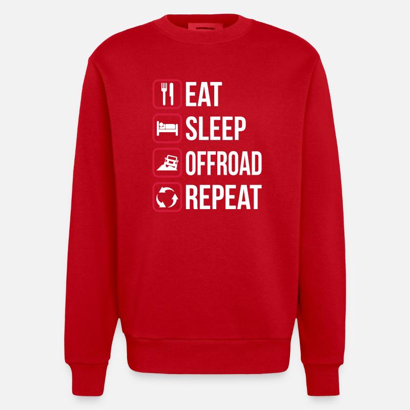 Mangez Sleep Offroad Répétez - Sweat bio épais oversize fabriqué en UE - rouge