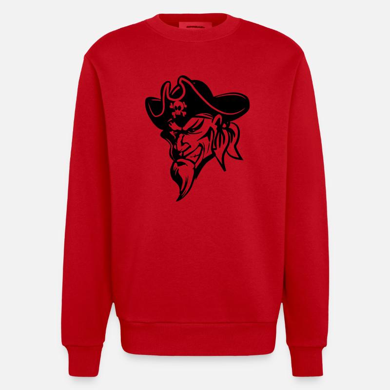 Pirate evil - Heavyweight Oversized Organic Crew Neck Made in EU - red