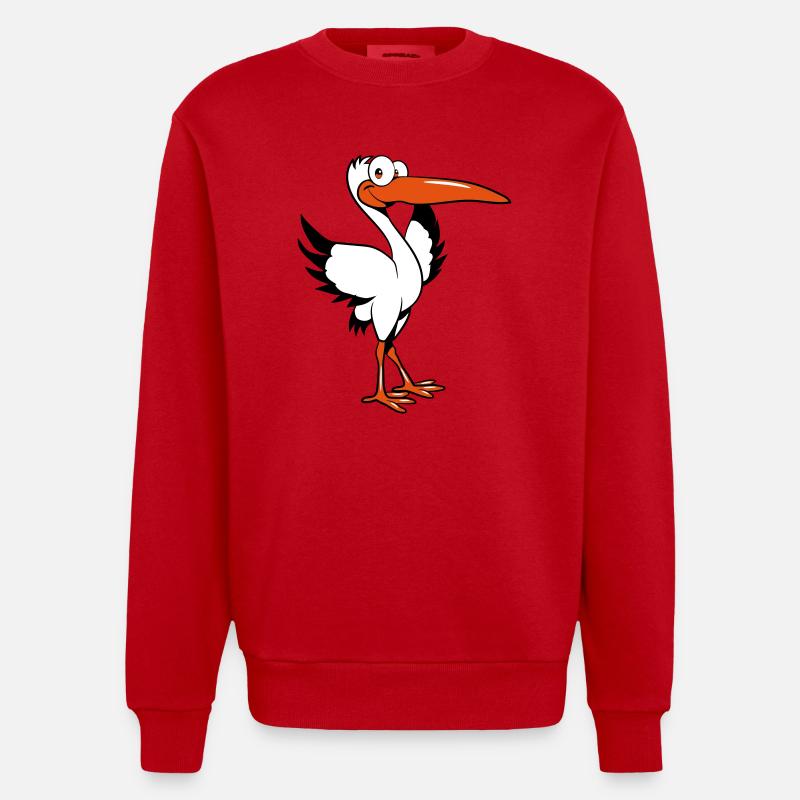 Stork funny comic - Heavyweight Oversized Organic Crew Neck Made in EU - red