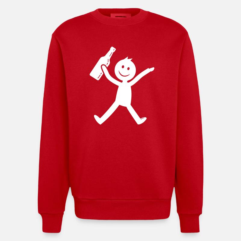 Strichmännchen Bier Lustig - Heavyweight Oversized Organic Crew Neck Made in EU - Rot
