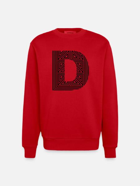 Buchstabe D - Heavyweight Oversized Organic Crew Neck Made in EU - Rot
