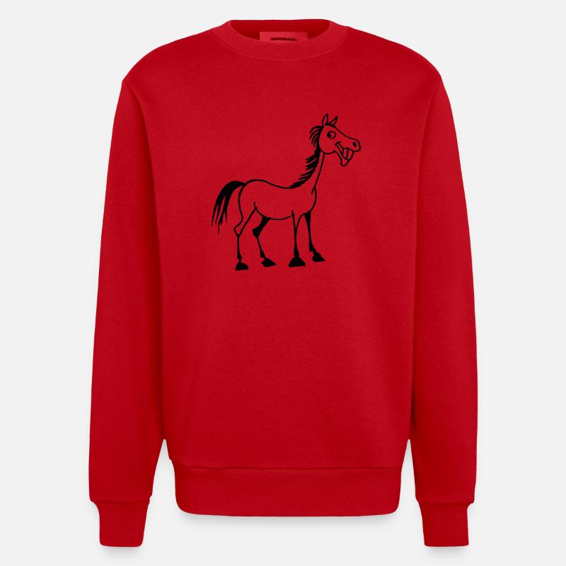 lustiges Pferd - Heavyweight Oversized Organic Crew Neck Made in EU - Rot