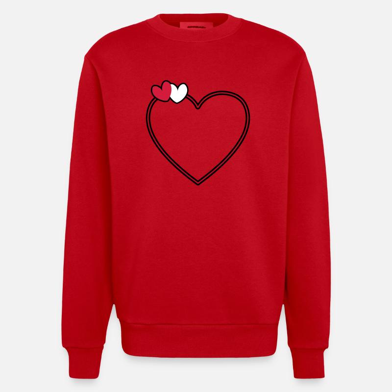 2 Herzen Herz Rahmen - Heavyweight Oversized Organic Crew Neck Made in EU - Rot