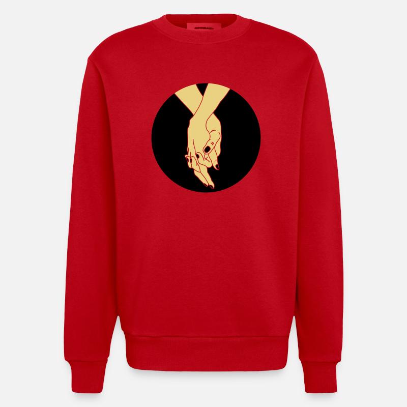 Couple de mains - Sweat bio épais oversize fabriqué en UE - rouge