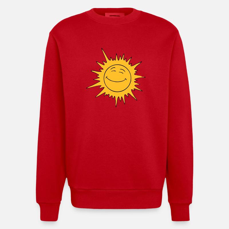 Smiley Sun - Heavyweight Oversized Organic Crew Neck Made in EU - red