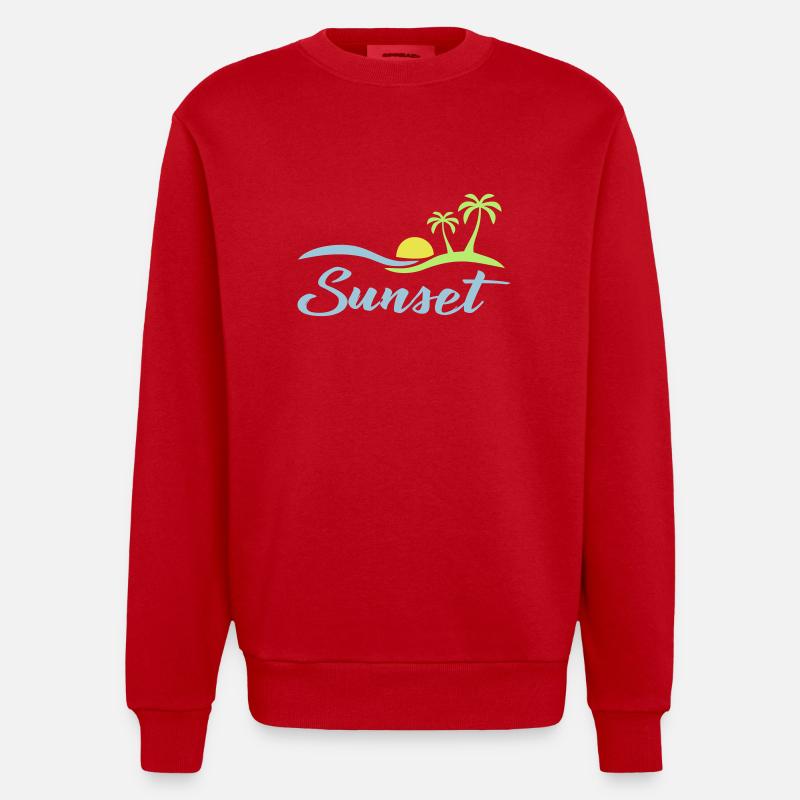 Coucher de soleil plage - Sweat bio épais oversize fabriqué en UE - rouge