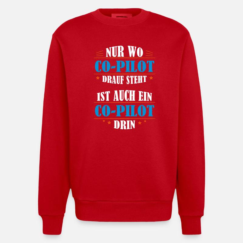 Co-Pilot Professional Gift - Heavyweight Oversized Organic Crew Neck Made in EU - red