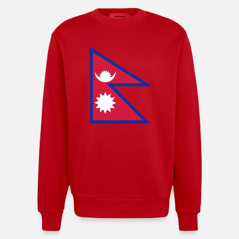 Nepal flag - drapeau népal - Sweat bio épais oversize fabriqué en UE - rouge