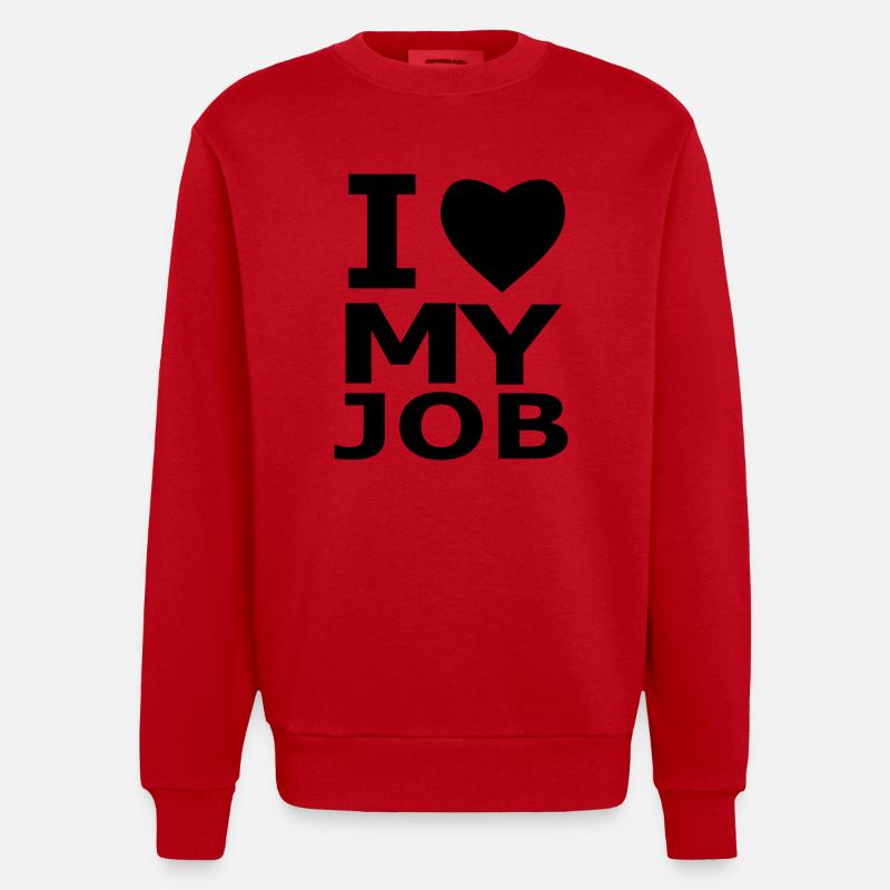 I ♥ mon travail - Sweat bio épais oversize fabriqué en UE - rouge