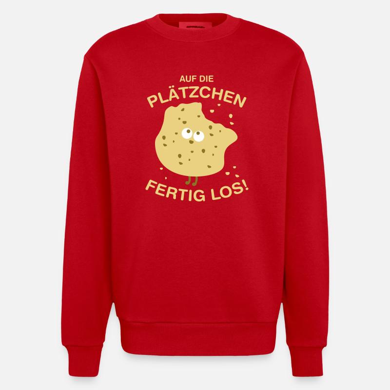 Auf die Plätzchen! - Heavyweight Oversized Organic Crew Neck Made in EU - Rot